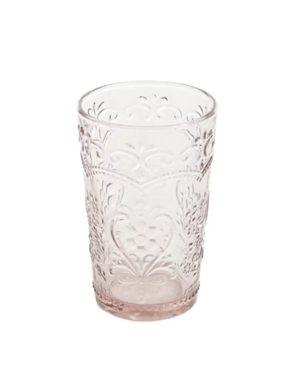The Pioneer Woman Pink 4 Set 15.2 Oz Drinkware Amelia Embossed Glass Tumblers